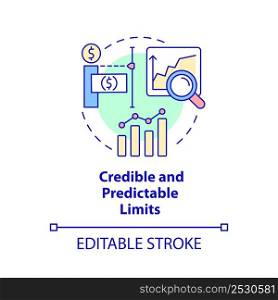Credible and predictable limits concept icon. Principle of budget planning abstract idea thin line illustration. Isolated outline drawing. Editable stroke. Arial, Myriad Pro-Bold fonts used. Credible and predictable limits concept icon