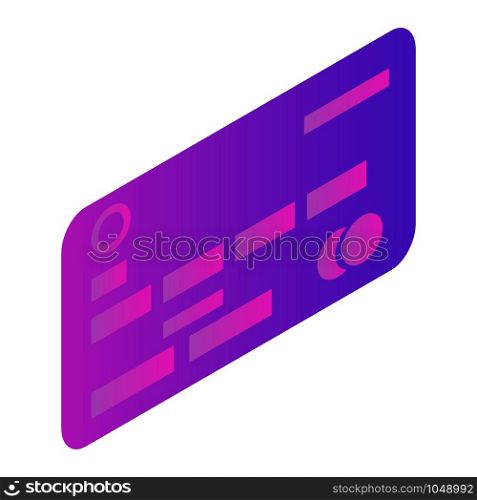 Credit bank card icon. Isometric of credit bank card vector icon for web design isolated on white background. Credit bank card icon, isometric style