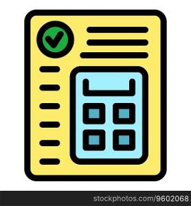 Credit calculator icon outline vector. Small bank. Local document color flat. Credit calculator icon vector flat