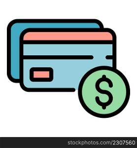 Credit card allowance icon. Outline credit card allowance vector icon color flat isolated. Credit card allowance icon color outline vector