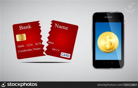 Credit card and Phone vector illustration