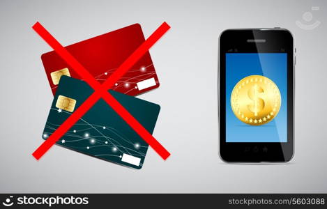 Credit card and Phone vector illustration