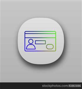 Credit card app icon. Cashless payment. E-payment. UI/UX user interface. Web or mobile application. Vector isolated illustration. Credit card app icon