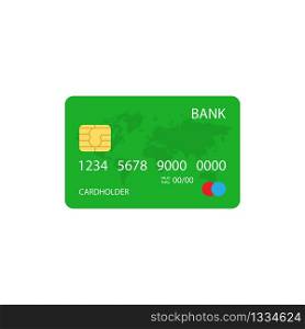 Credit card, bank plastic card in green 2. Vector illustration. EPS10