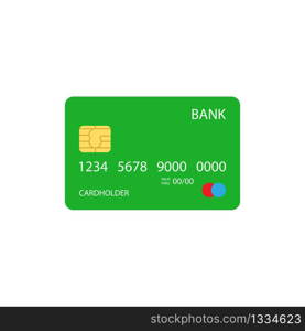 Credit card, bank plastic card in green. Vector illustration. EPS10