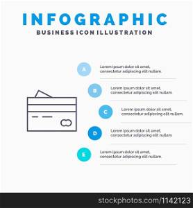Credit card, Banking, Card, Cards, Credit, Finance, Money, Shopping Line icon with 5 steps presentation infographics Background