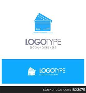 Credit card, Business, Cards, Credit Card, Finance, Money, Shopping Blue Solid Logo with place for tagline