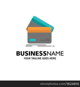 Credit card, Business, Cards, Credit Card, Finance, Money, Shopping Business Logo Template. Flat Color