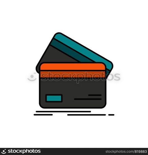 Credit card, Business, Cards, Credit Card, Finance, Money, Shopping Flat Color Icon. Vector icon banner Template