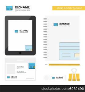 Credit card Business Logo, Tab App, Diary PVC Employee Card and USB Brand Stationary Package Design Vector Template