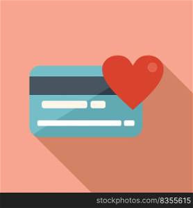 Credit card charity icon flat vector. Aid people. Project people. Credit card charity icon flat vector. Aid people