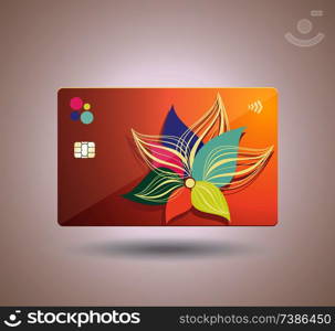 Credit card design  with  shadow. Detailed abstract glossy credit card concept  for business, payment history, shopping malls, web, print.