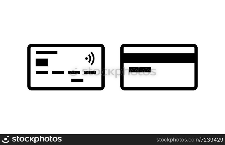 Credit card front and back view icon in black. Vector EPS 10. Credit card front and back view icon in black Vector EPS 10