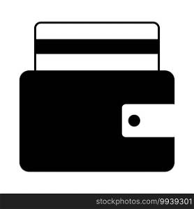 Credit Card Get Out From Purse Icon. Black Glyph Design. Vector Illustration.