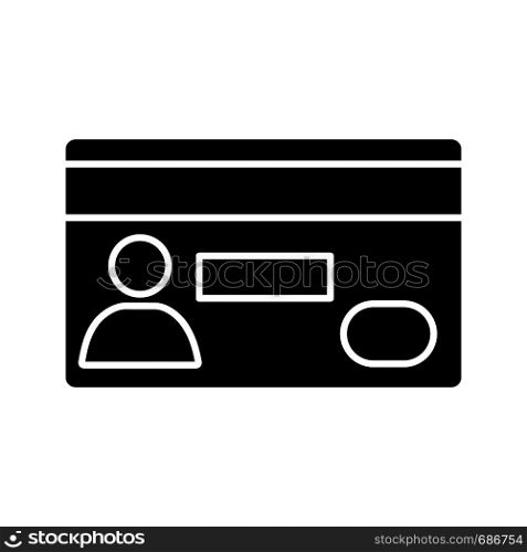 Credit card glyph icon. Cashless payment. E-payment. Silhouette symbol. Negative space. Vector isolated illustration. Credit card glyph icon