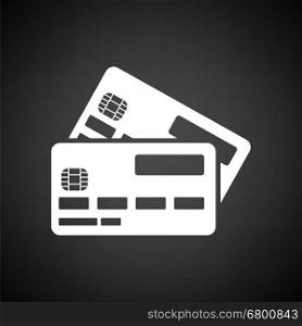 Credit card icon. Black background with white. Vector illustration.