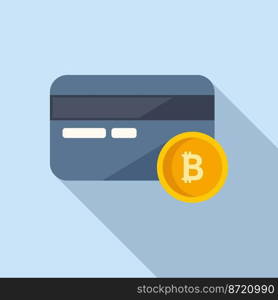 Credit card icon flat vector. Bitcoin money. Business finance. Credit card icon flat vector. Bitcoin money