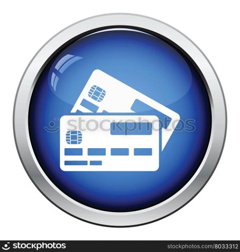 Credit card icon. Glossy button design. Vector illustration.