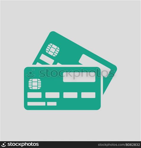 Credit card icon. Gray background with green. Vector illustration.