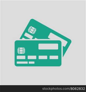 Credit card icon. Gray background with green. Vector illustration.