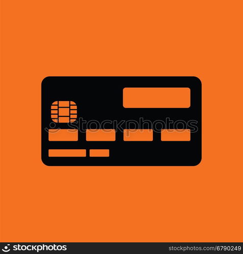 Credit card icon. Orange background with black. Vector illustration.