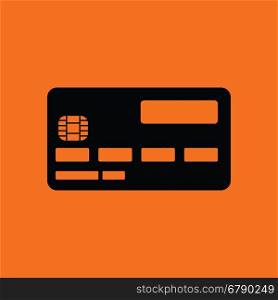 Credit card icon. Orange background with black. Vector illustration.