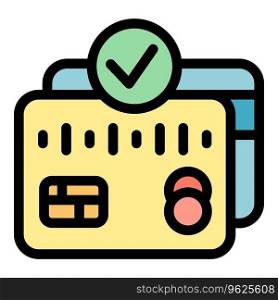 Credit card icon outline vector. Warranty certificate. Money security color flat. Credit card icon vector flat