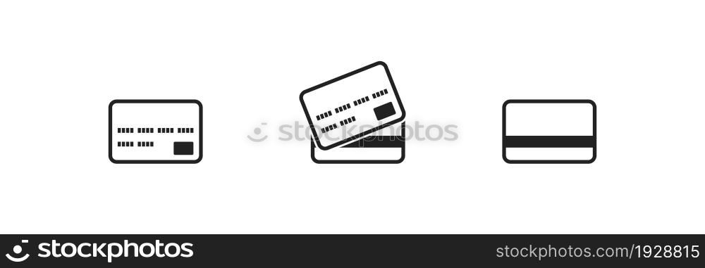 Credit card icon set. Debit card symbol. Paement money isolated concept illustration in vector flat style.