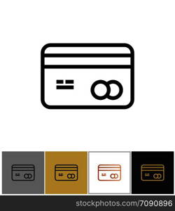 Credit card icon, shopping purchase bank credit card sign on white and black backgrounds. Vector illustration. Credit card icon, shopping purchase bank credit card sign