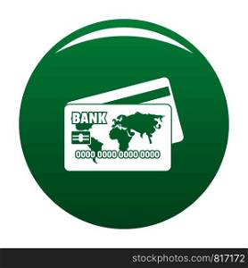 Credit card icon. Simple illustration of credit card vector icon for any design green. Credit card icon vector green