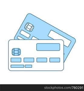 Credit Card Icon. Thin Line With Blue Fill Design. Vector Illustration.