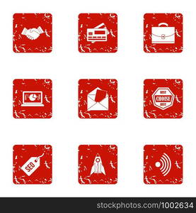 Credit card icons set. Grunge set of 9 credit card vector icons for web isolated on white background. Credit card icons set, grunge style