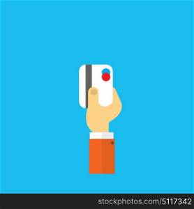 Credit card in hand businessman. . Credit card in hand businessman. Vector illustration .