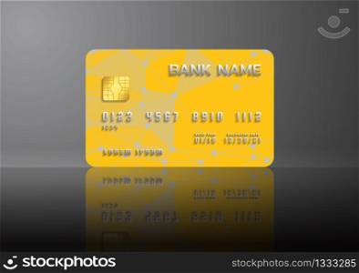 Credit card on grey background with shadow. Abstract design for business.