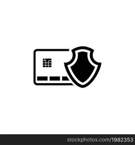 Credit Card Protection. Flat Vector Icon. Simple black symbol on white background. Credit Card Protection Flat Vector Icon