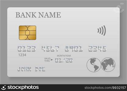 Credit Card realistic mockup. plastic card template on grey background. . Credit Card realistic mockup