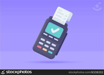 Credit card swipe machine 3D icon. online payment by credit card Cashless society. 3d illustration