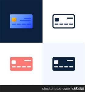 Credit card vector stock icon set. The concept of mobile banking and opening a bank account. Color stylish illustration with abstract figures and leaves