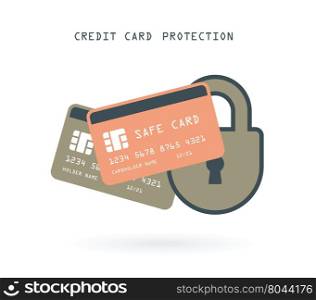 credit card with padlock as online banking serurity concept vector illustration