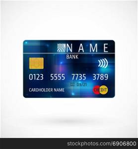 Credit card with shadow. Credit card with shadow isolated on white background. Vector illustration.