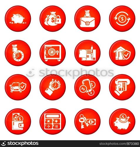 Credit icons set vector red circle isolated on white background . Credit icons set red vector