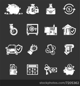 Credit icons set vector white isolated on grey background . Credit icons set grey vector