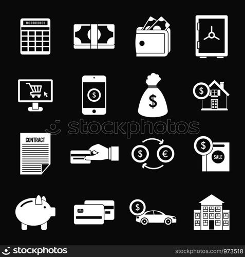 Credit icons set vector white isolated on grey background . Credit icons set grey vector