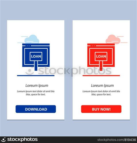 Credit, Internet, Loan, Money, Online Blue and Red Download and Buy Now web Widget Card Template