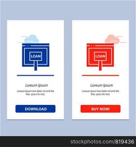 Credit, Internet, Loan, Money, Online Blue and Red Download and Buy Now web Widget Card Template