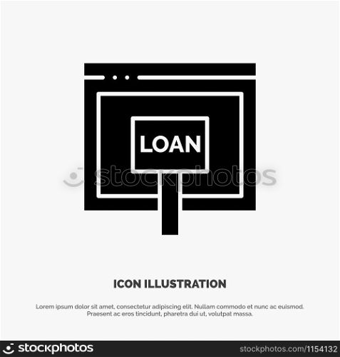 Credit, Internet, Loan, Money, Online solid Glyph Icon vector
