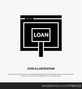 Credit, Internet, Loan, Money, Online solid Glyph Icon vector