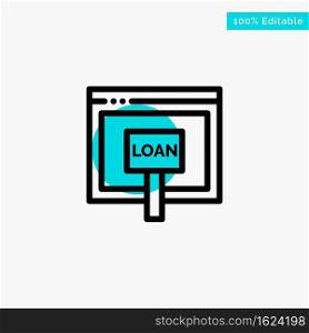Credit, Internet, Loan, Money, Online turquoise highlight circle point Vector icon