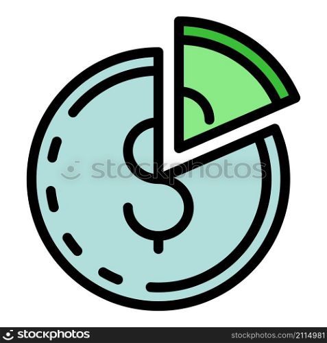 Credit money pie icon. Outline credit money pie vector icon color flat isolated. Credit money pie icon color outline vector