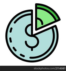 Credit money pie icon. Outline credit money pie vector icon color flat isolated. Credit money pie icon color outline vector